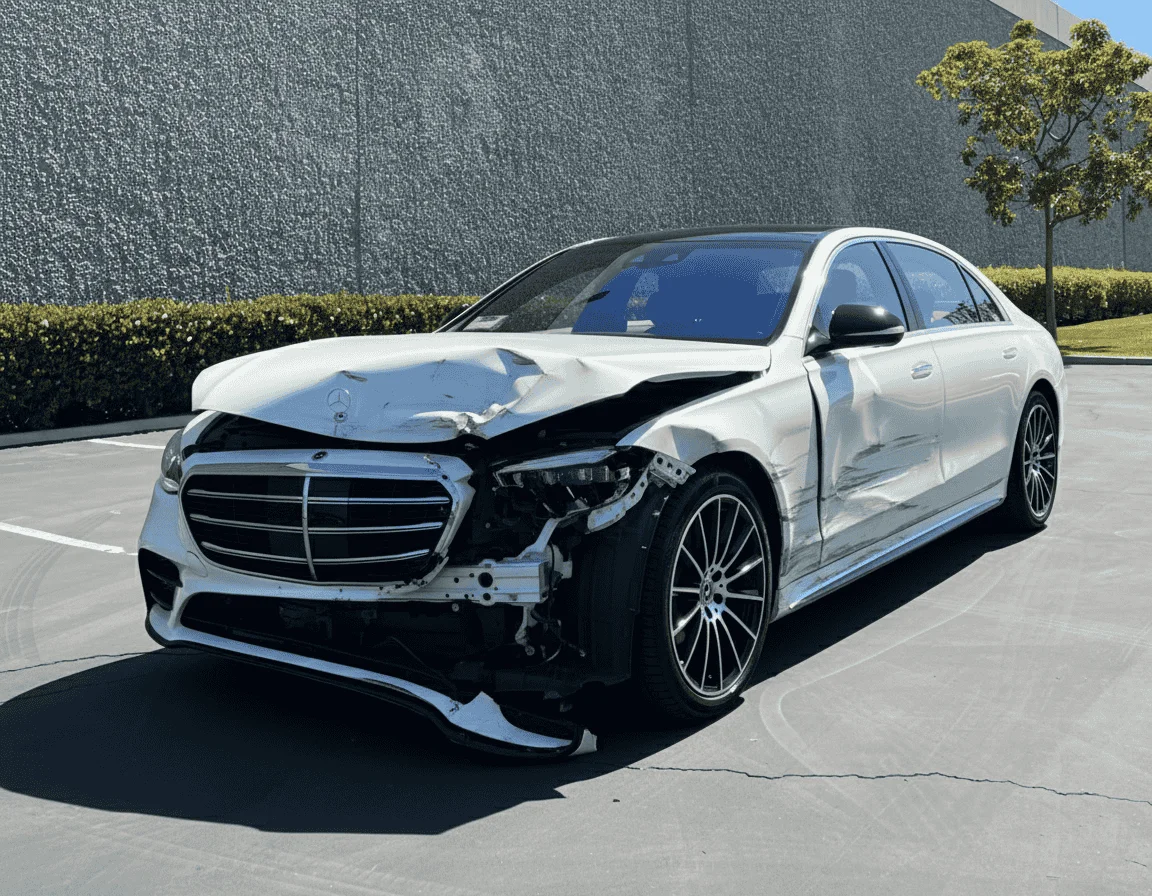 2021 Mercedes-Benz S560 before repair, with front end collision damage